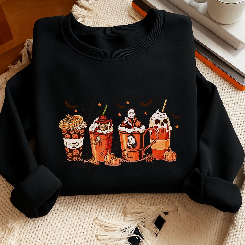 Halloween Coffee Late Sweatshirt, Sweatshirt for readers, Bookworm Sweatshirt, Halloween Sweatshirt, Heavy Blend™ Crewneck Sweatshirt