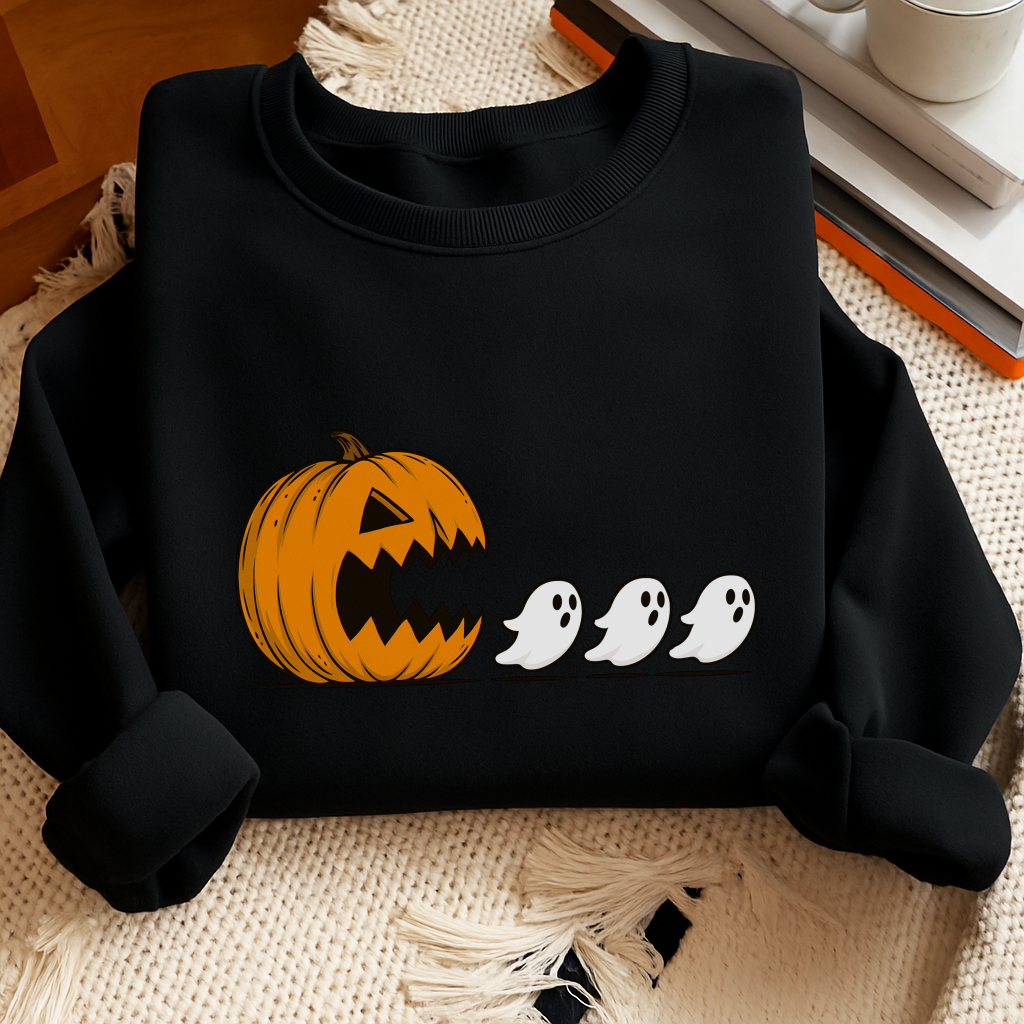 Pumpkin and Ghosts Sweatshirt, Halloween Sweatshirt, Heavy Blend™ Crewneck Sweatshirt
