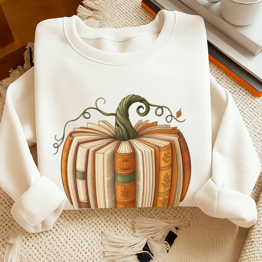 Halloween Pumpkin Sweatshirt, Sweatshirt for readers, Bookworm Sweatshirt, Halloween Sweatshirt, Heavy Blend™ Crewneck Sweatshirt