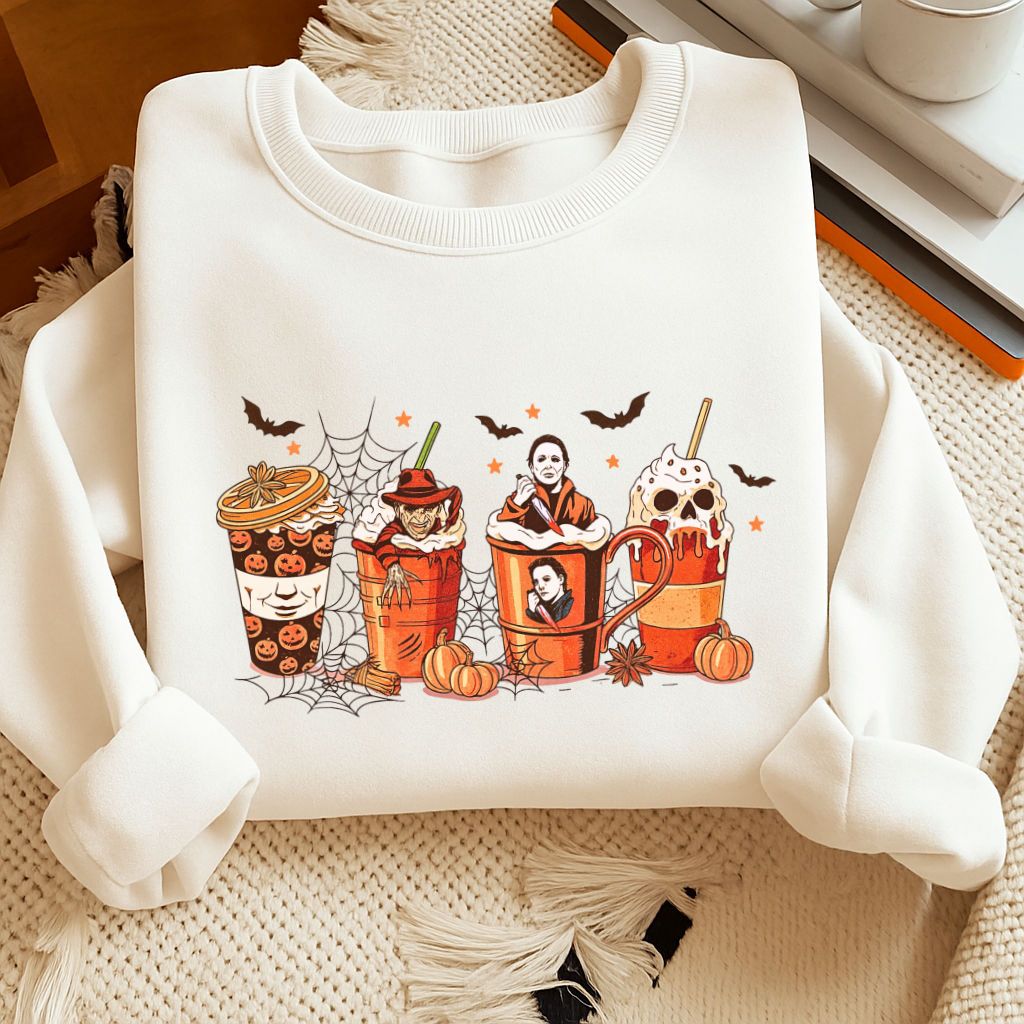 Halloween Coffee Late Sweatshirt, Sweatshirt for readers, Bookworm Sweatshirt, Halloween Sweatshirt, Heavy Blend™ Crewneck Sweatshirt