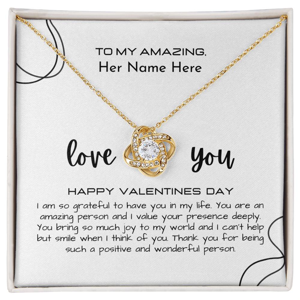 To My Amazing (Name) Necklace Gift - Love Knot Necklace (Yellow and White Gold Variants)