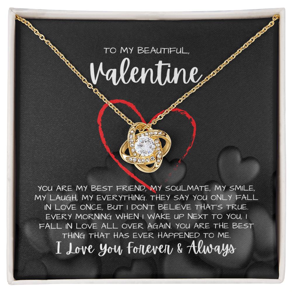 To My Beautiful Valentine Necklace - Love Knot Necklace Gift(Yellow and White Gold Variants)