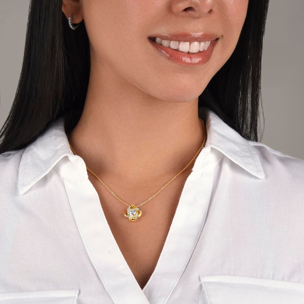 To My Amazing (Name) Necklace Gift - Love Knot Necklace (Yellow and White Gold Variants)