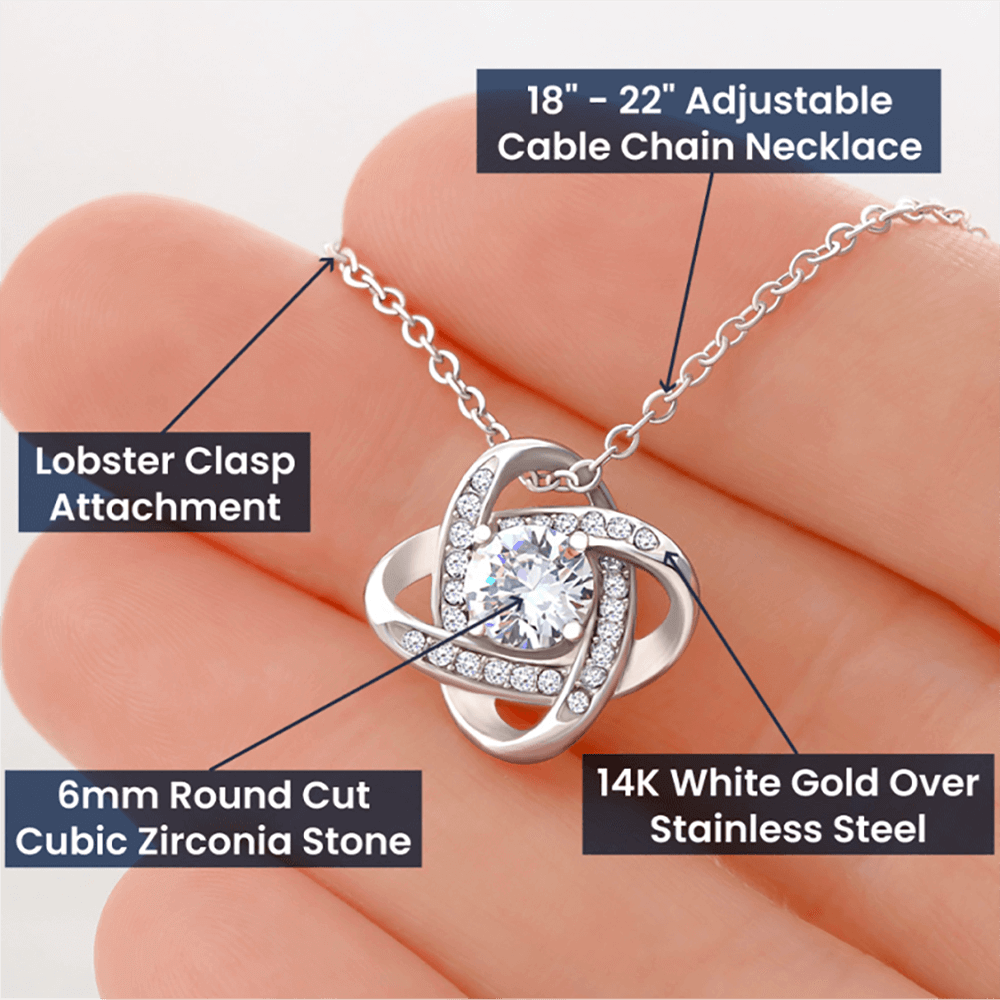To My Amazing (Name) Necklace Gift - Love Knot Necklace (Yellow and White Gold Variants)