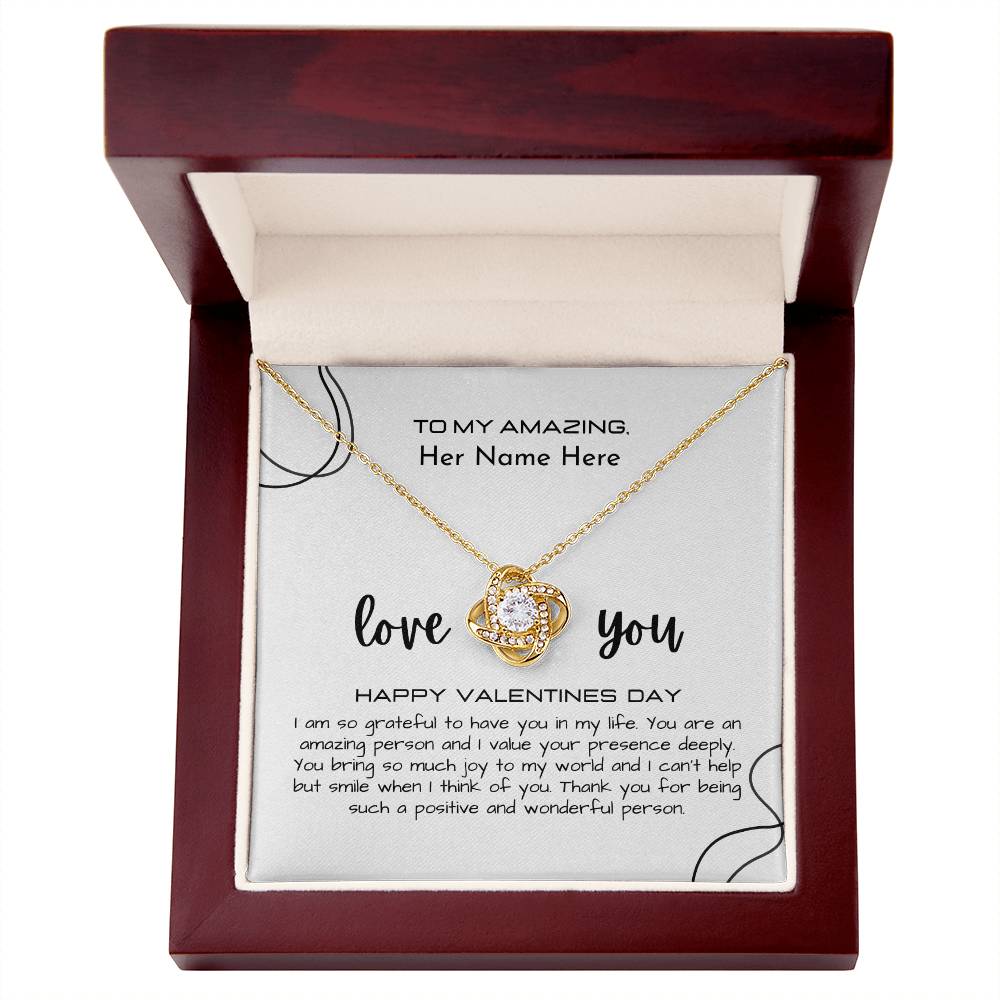To My Amazing (Name) Necklace Gift - Love Knot Necklace (Yellow and White Gold Variants)