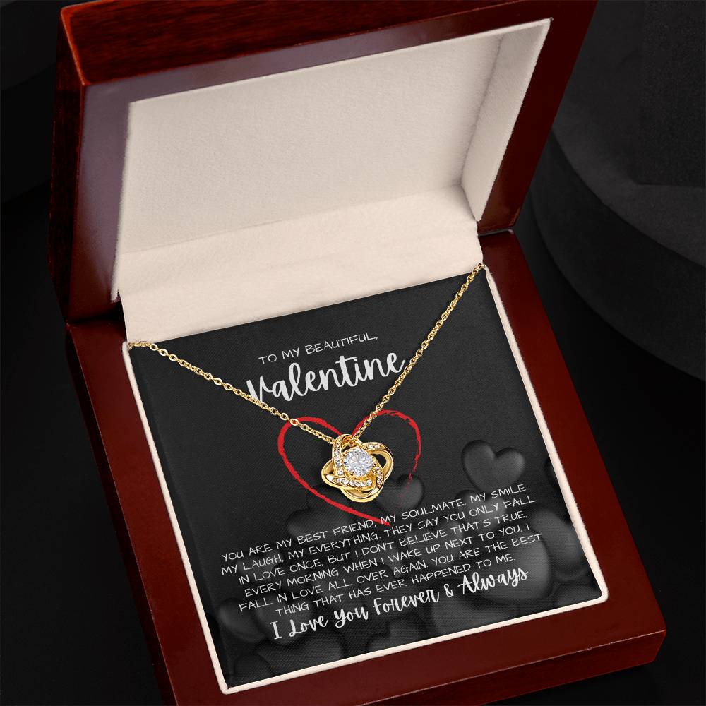 To My Beautiful Valentine Necklace - Love Knot Necklace Gift(Yellow and White Gold Variants)