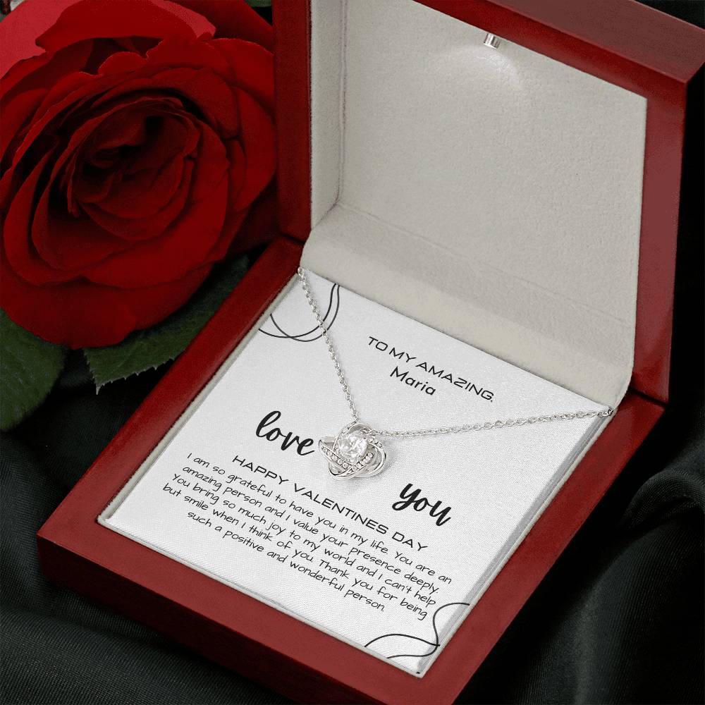 To My Amazing (Name) Necklace Gift - Love Knot Necklace (Yellow and White Gold Variants)