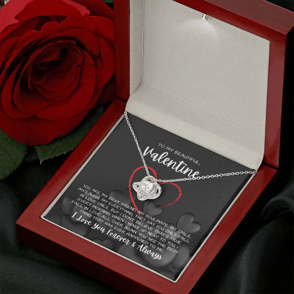 To My Beautiful Valentine Necklace - Love Knot Necklace Gift(Yellow and White Gold Variants)
