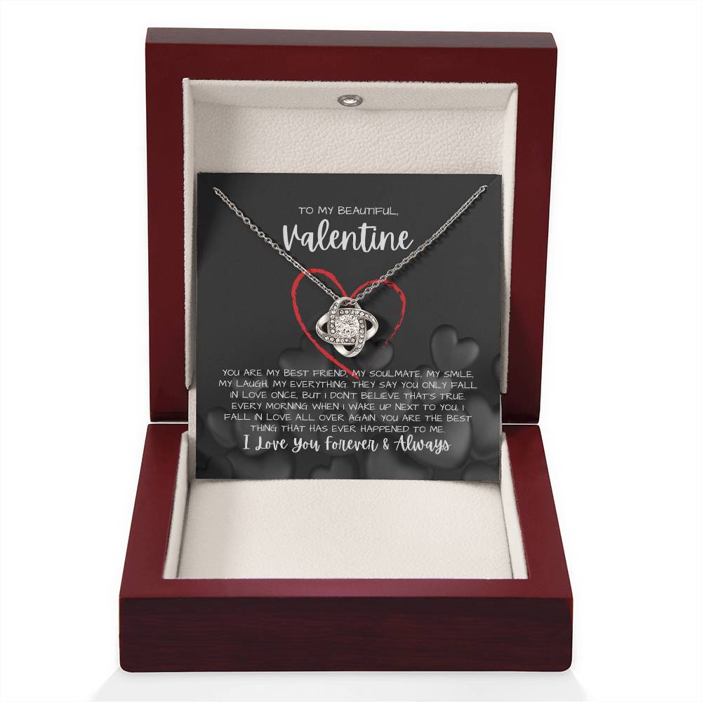To My Beautiful Valentine Necklace - Love Knot Necklace Gift(Yellow and White Gold Variants)