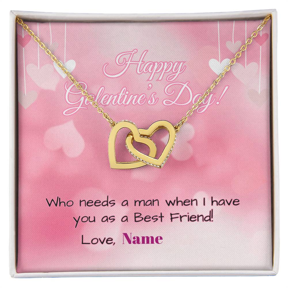 Galentine's Day Necklace Gift - Interlocking Hearts Necklace