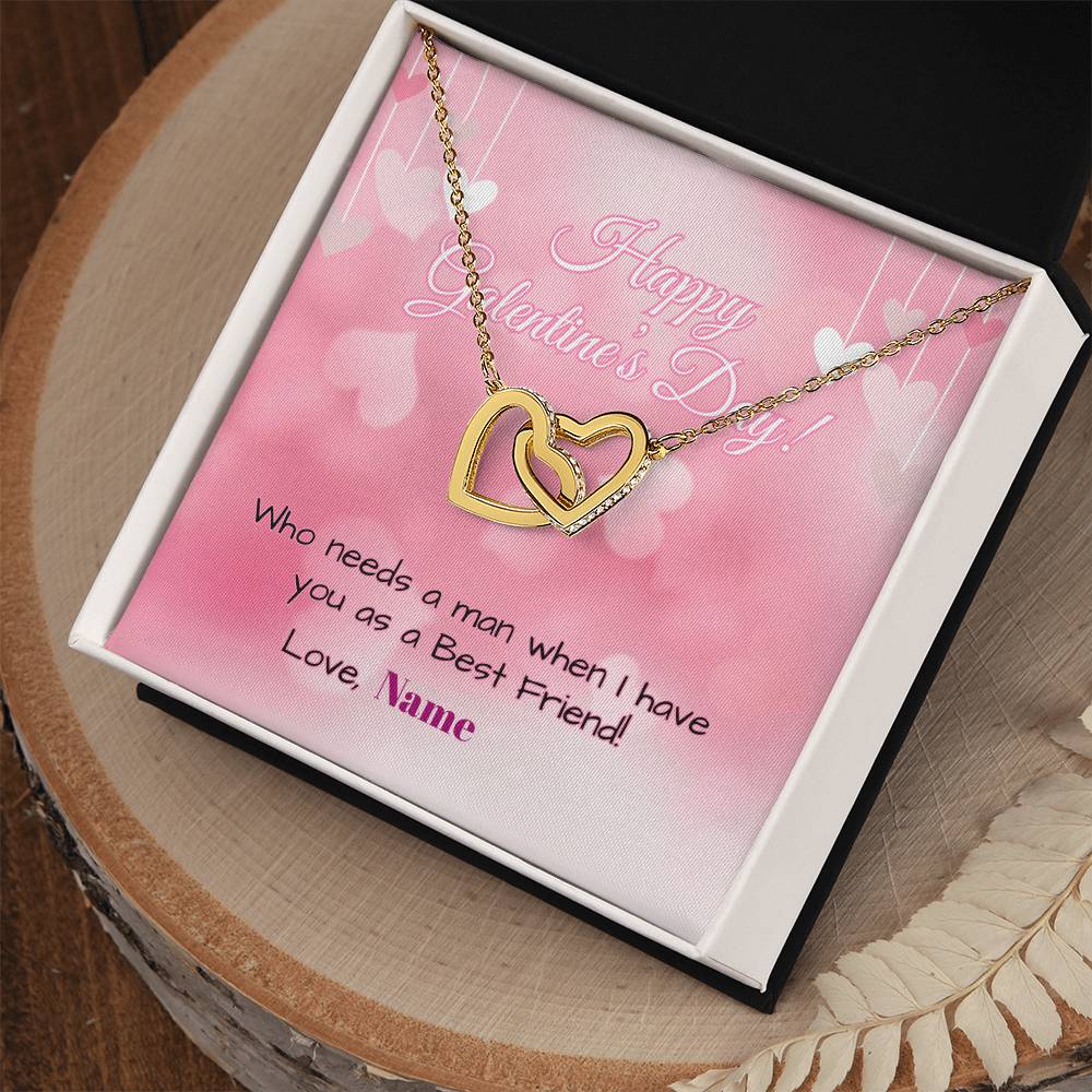 Galentine's Day Necklace Gift - Interlocking Hearts Necklace