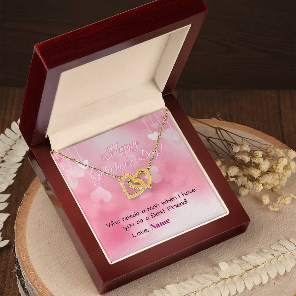 Galentine's Day Necklace Gift - Interlocking Hearts Necklace