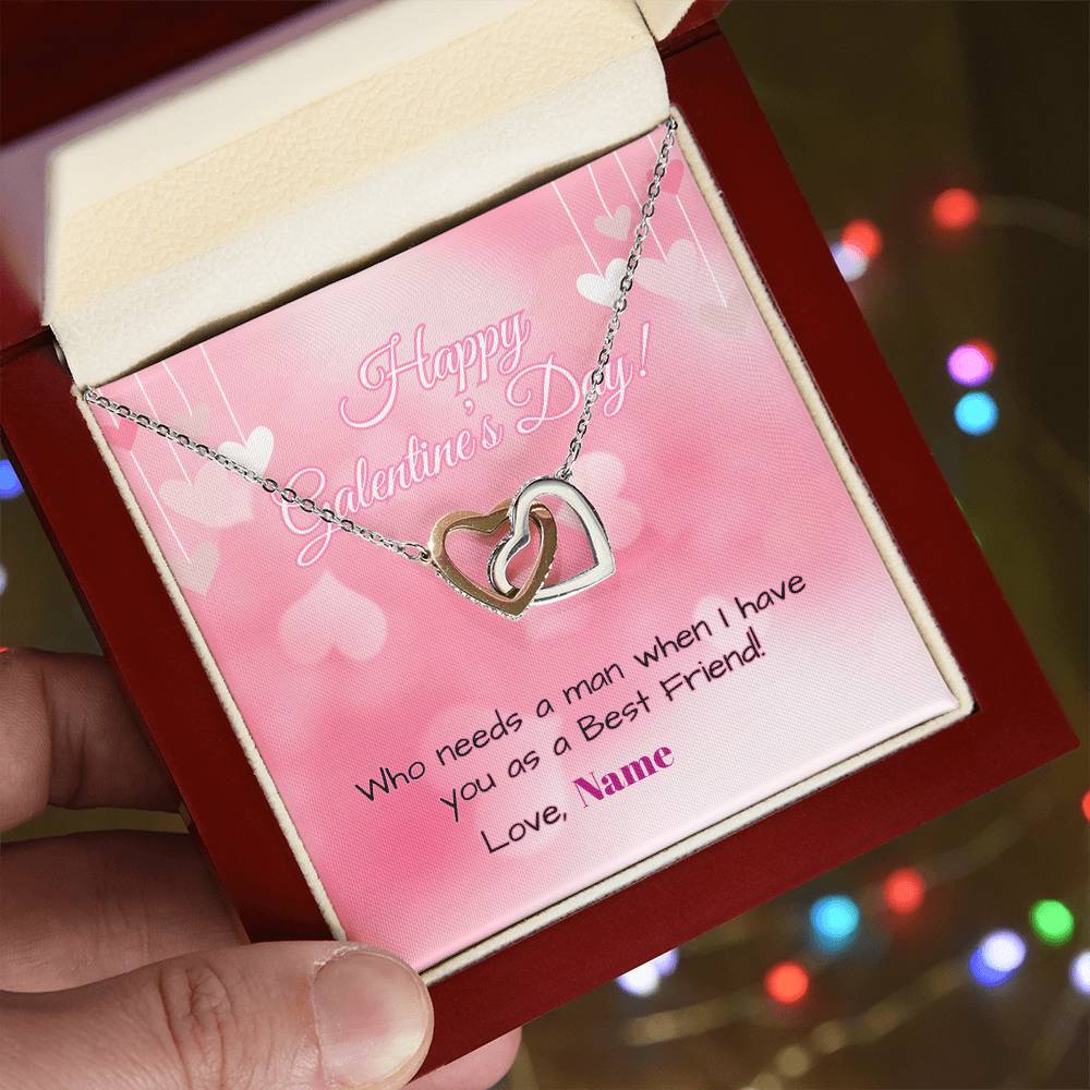 Galentine's Day Necklace Gift - Interlocking Hearts Necklace