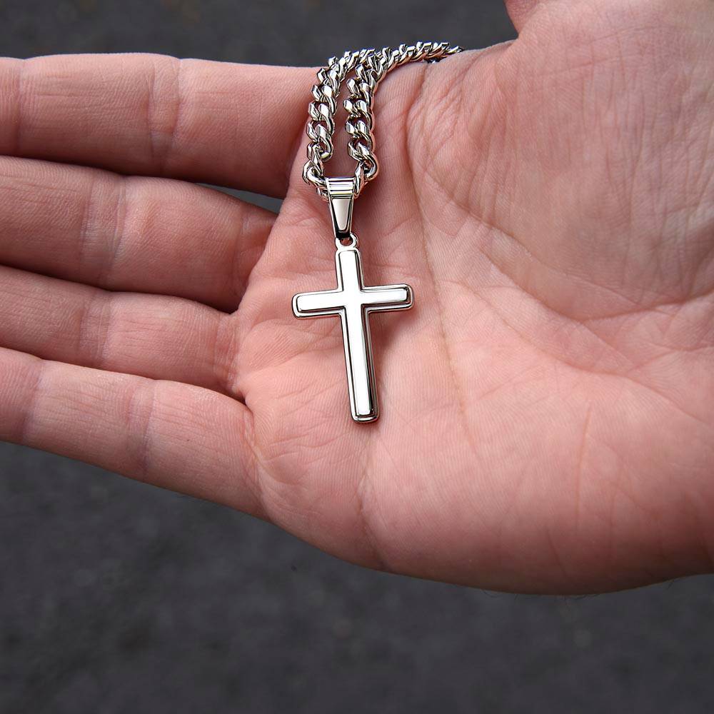 To My Dad from Son Gift | Cuban Chain with Artisan Cross Necklace
