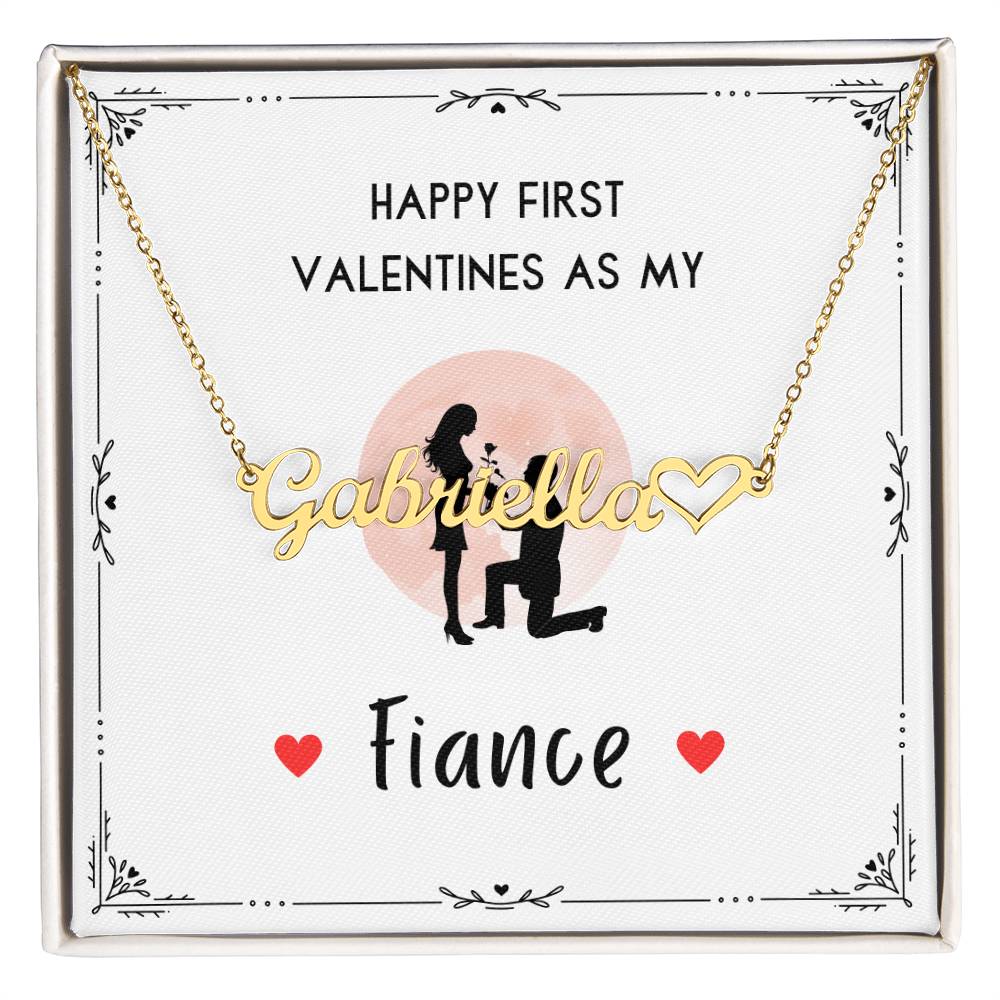 Valentines day necklace for Fiance - Heart Name Necklace