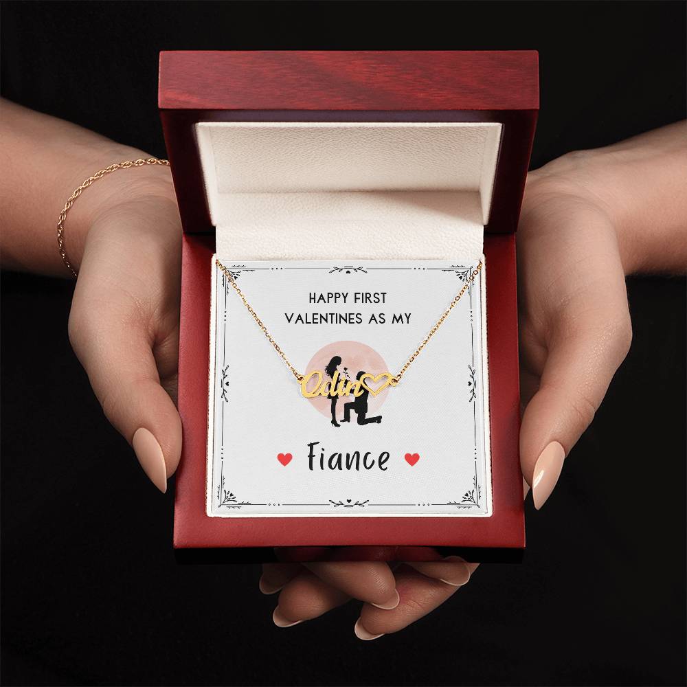 Valentines day necklace for Fiance - Heart Name Necklace