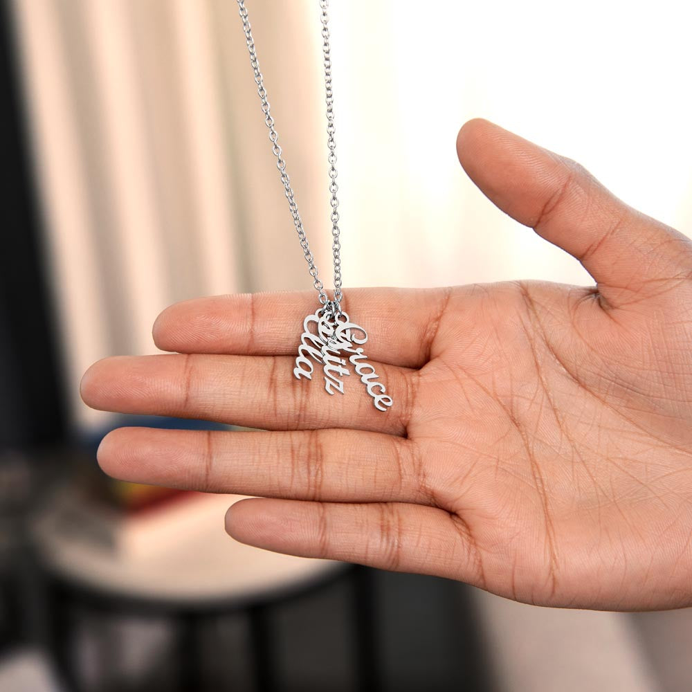 To Our Grandma Necklace gift from grandchildren - Multi Vertical Name Necklace with a message card