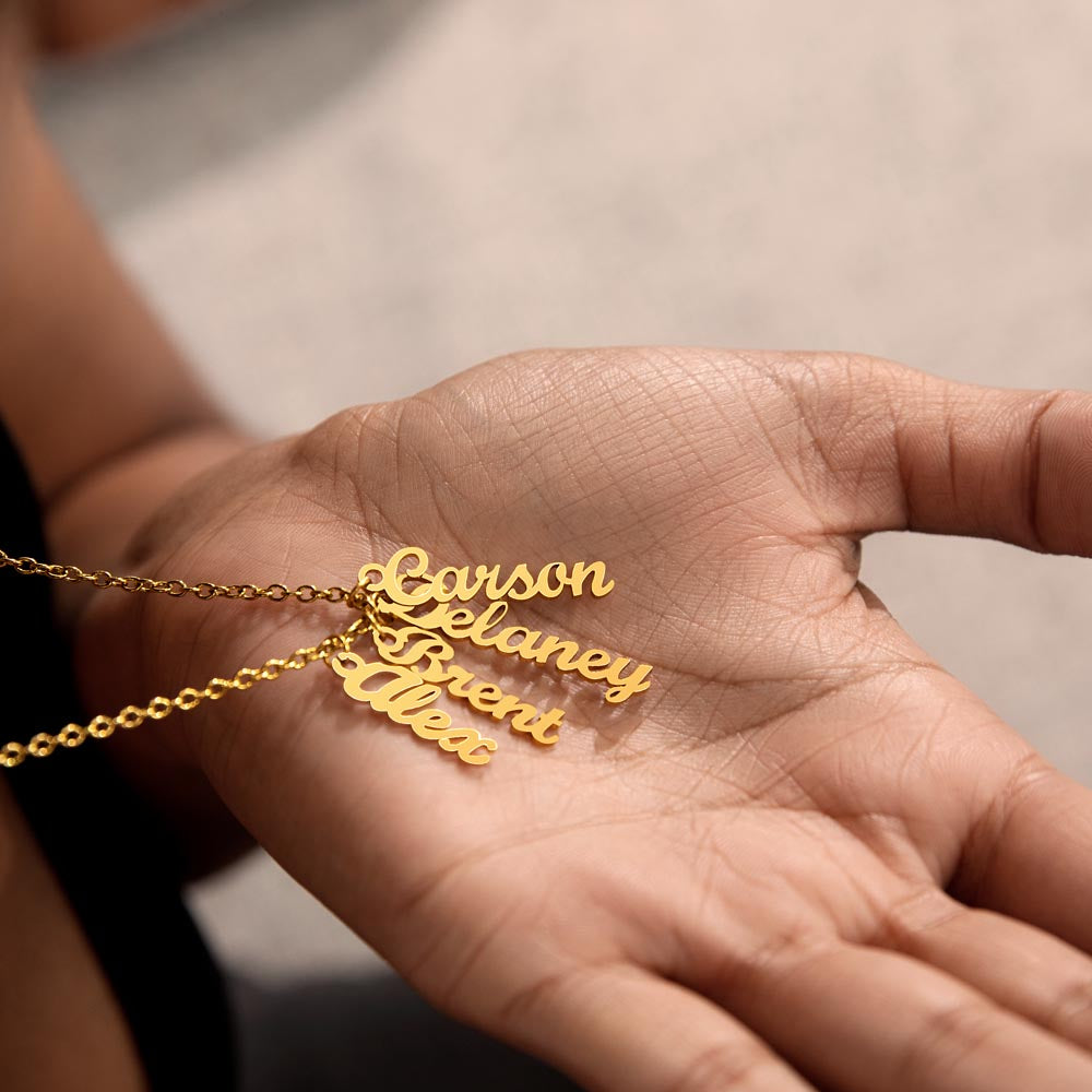 To Our Grandma Necklace gift from grandchildren - Multi Vertical Name Necklace with a message card