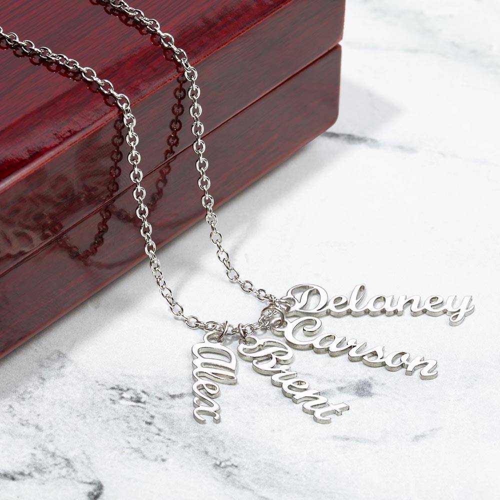 To Our Grandma Necklace gift from grandchildren - Multi Vertical Name Necklace with a message card