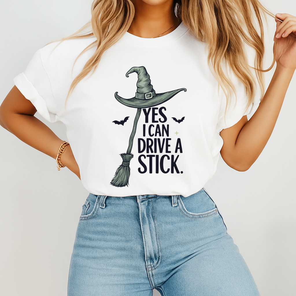 Funny Halloween T-shirt, Yes I can Drive A Stick T-shirt, Unisex Softstyle T-Shirt