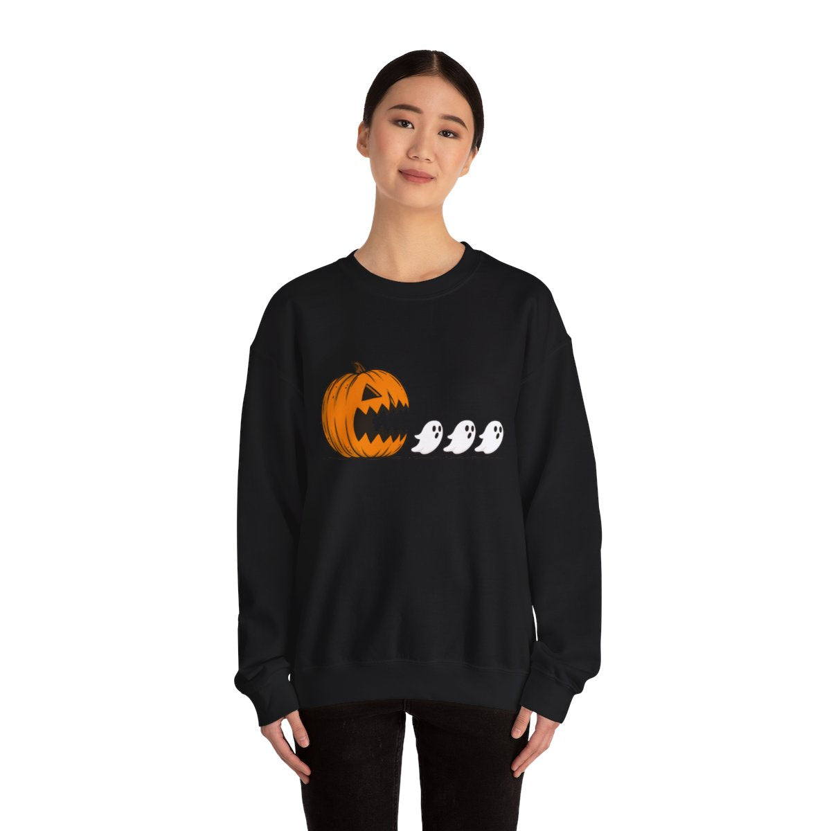 Pumpkin and Ghosts Sweatshirt, Halloween Sweatshirt, Heavy Blend™ Crewneck Sweatshirt