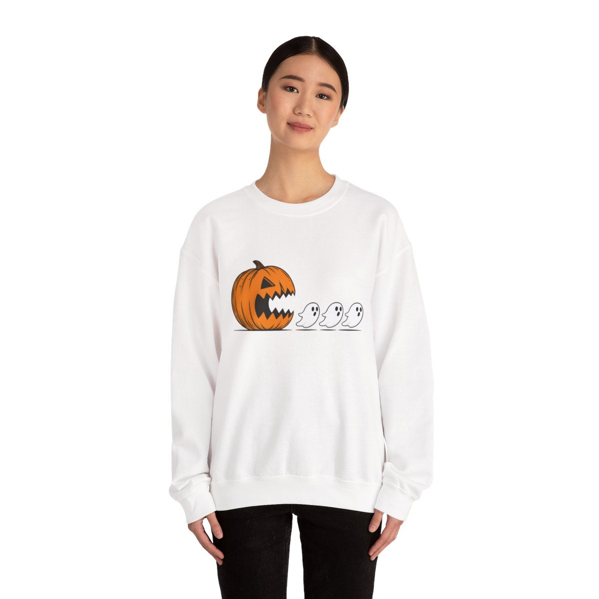 Pumpkin and Ghosts Sweatshirt, Halloween Sweatshirt, Heavy Blend™ Crewneck Sweatshirt