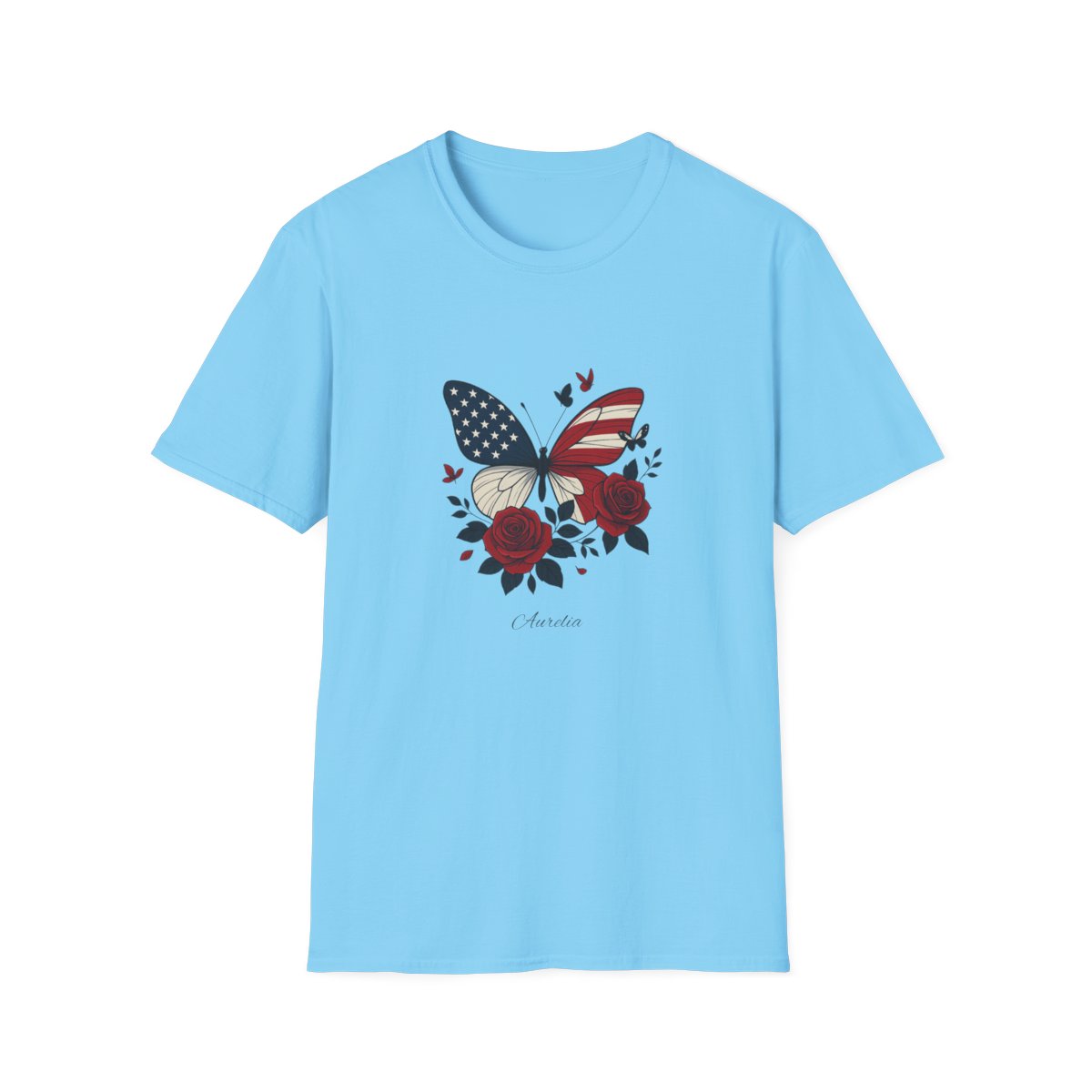4th of July Butterfly Softstyle T-Shirt - Personalized Name Shirt