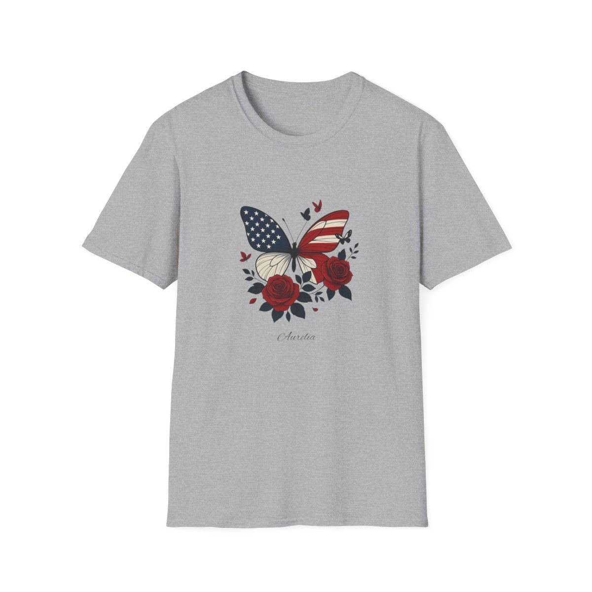 4th of July Butterfly Softstyle T-Shirt - Personalized Name Shirt