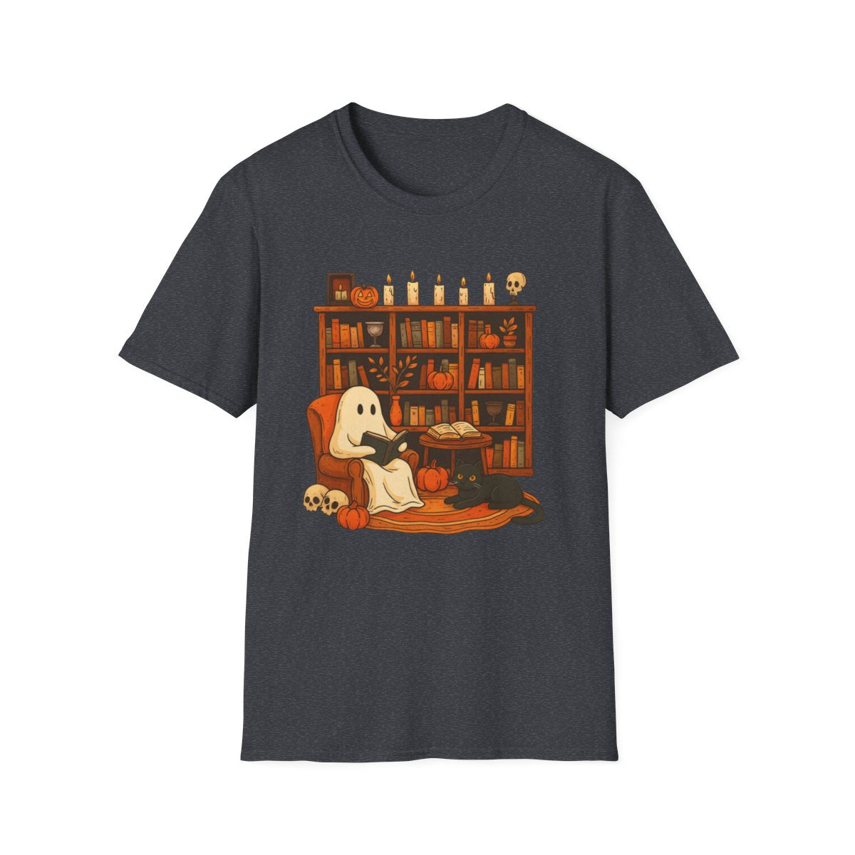 Retro Ghost Reading Books T-shirt, Librarian Ghost Halloween, Halloween Teacher T-shirt