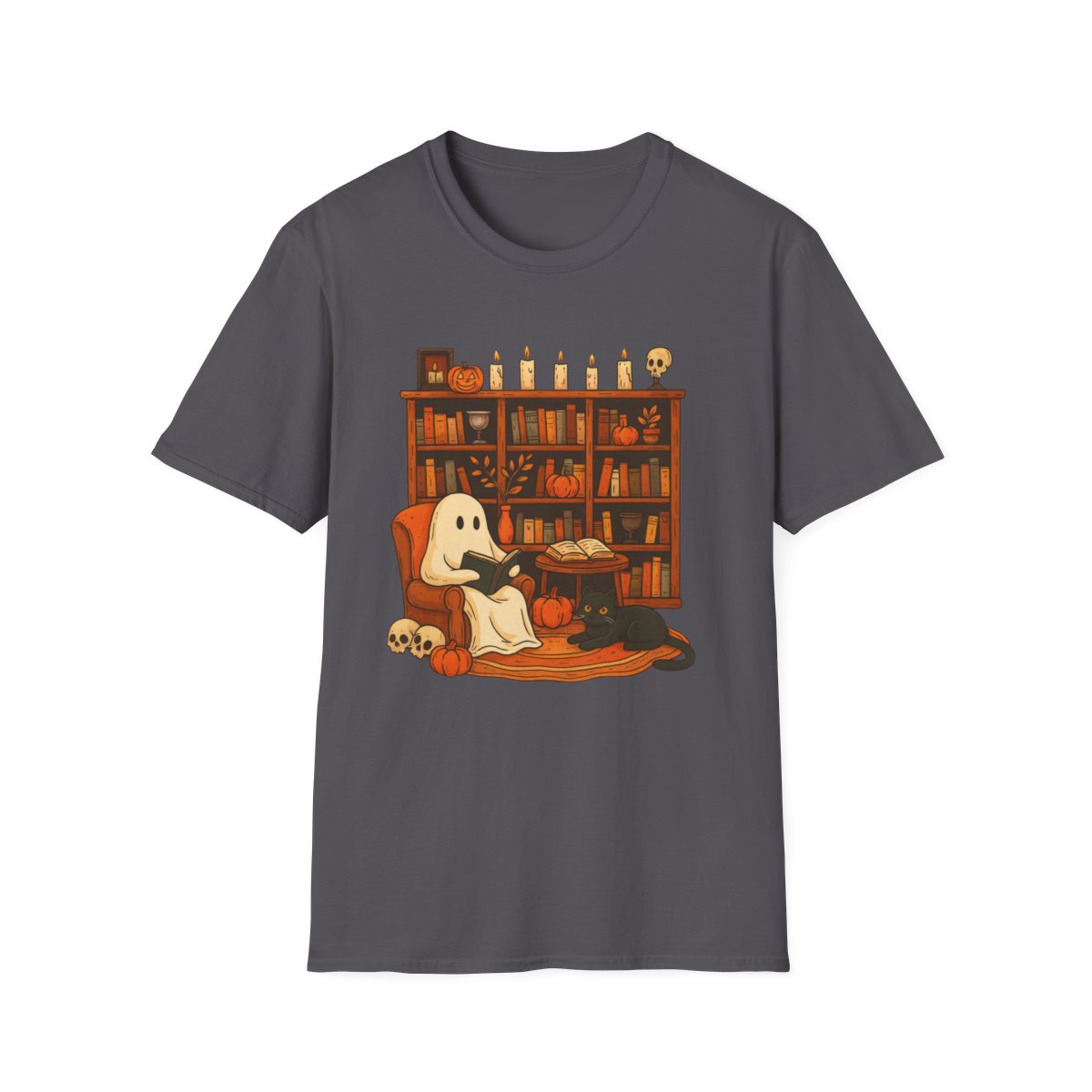 Retro Ghost Reading Books T-shirt, Librarian Ghost Halloween, Halloween Teacher T-shirt