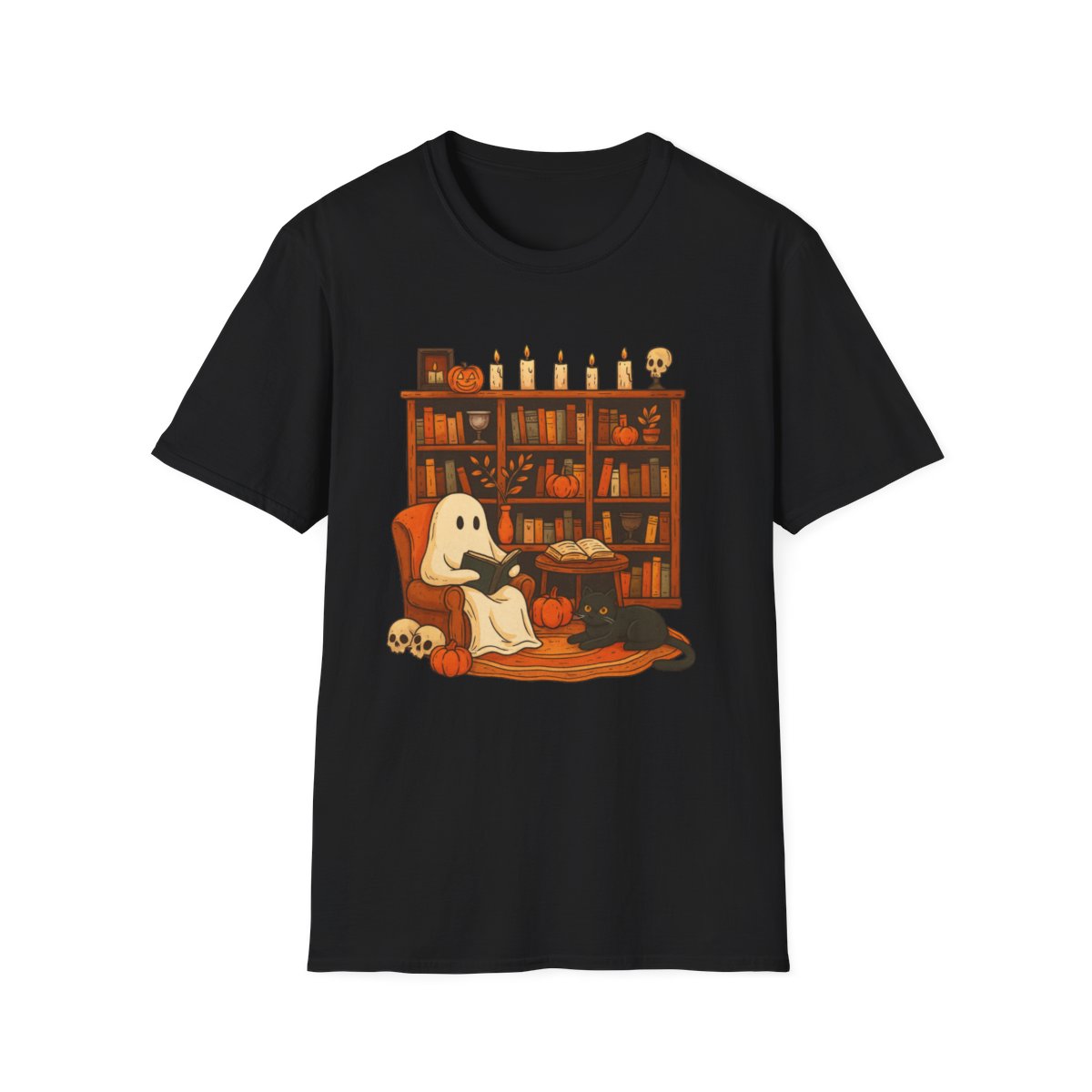 Retro Ghost Reading Books T-shirt, Librarian Ghost Halloween, Halloween Teacher T-shirt