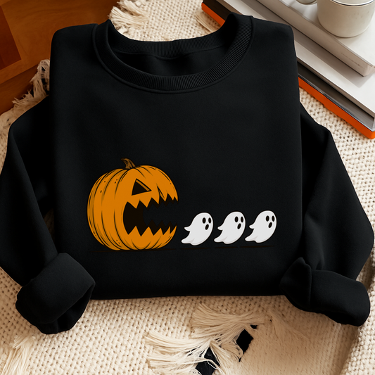 Pumpkin and Ghosts Sweatshirt, Halloween Sweatshirt, Heavy Blend™ Crewneck Sweatshirt