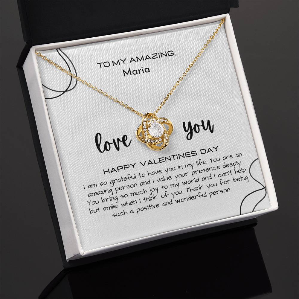 To My Amazing (Name) Necklace Gift - Love Knot Necklace (Yellow and White Gold Variants)