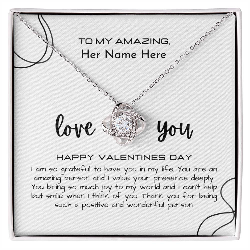 To My Amazing (Name) Necklace Gift - Love Knot Necklace (Yellow and White Gold Variants)