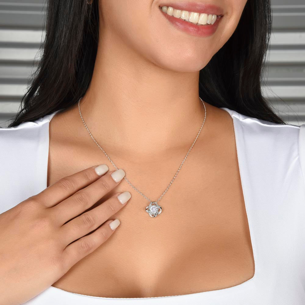 To My Amazing (Name) Necklace Gift - Love Knot Necklace (Yellow and White Gold Variants)
