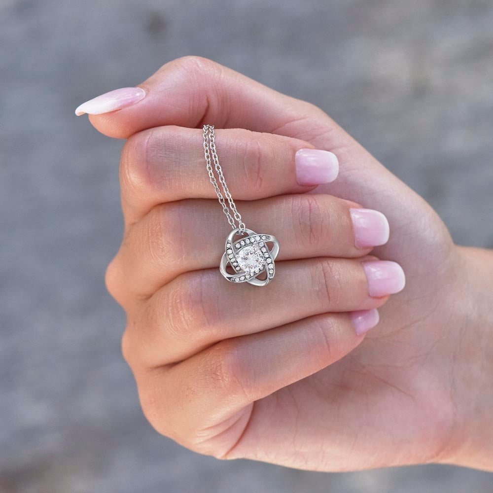 To My Amazing (Name) Necklace Gift - Love Knot Necklace (Yellow and White Gold Variants)