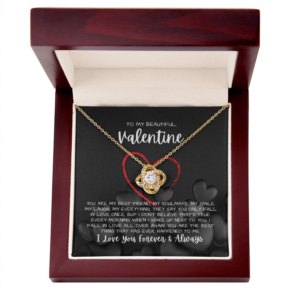 To My Beautiful Valentine Necklace - Love Knot Necklace Gift(Yellow and White Gold Variants)