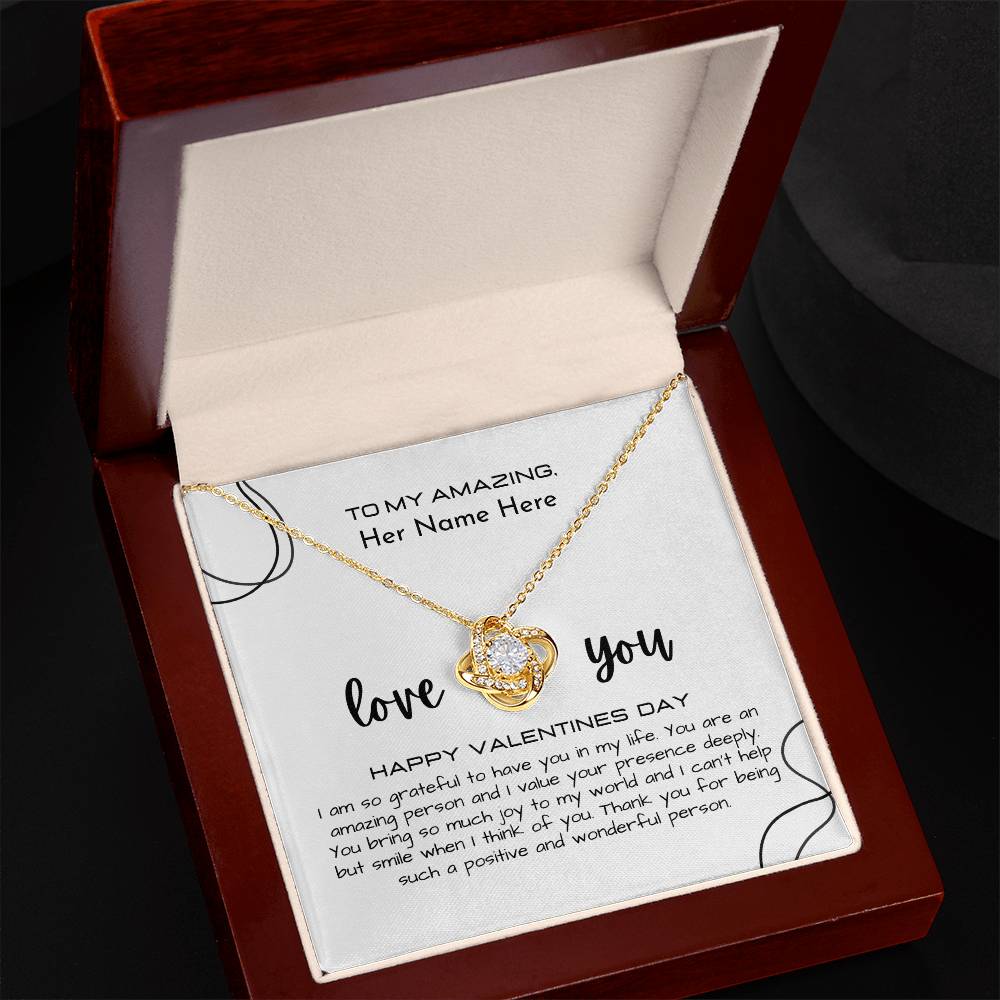 To My Amazing (Name) Necklace Gift - Love Knot Necklace (Yellow and White Gold Variants)