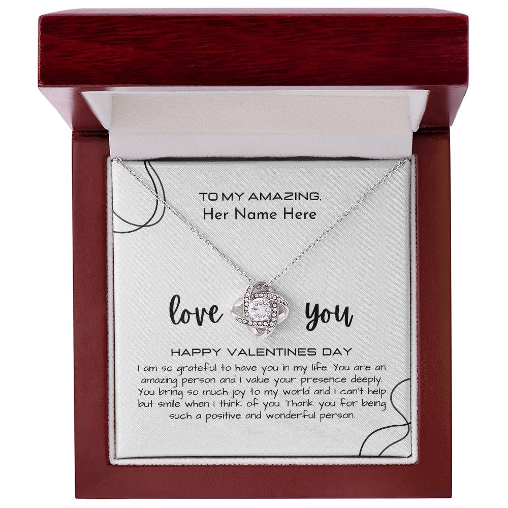 To My Amazing (Name) Necklace Gift - Love Knot Necklace (Yellow and White Gold Variants)