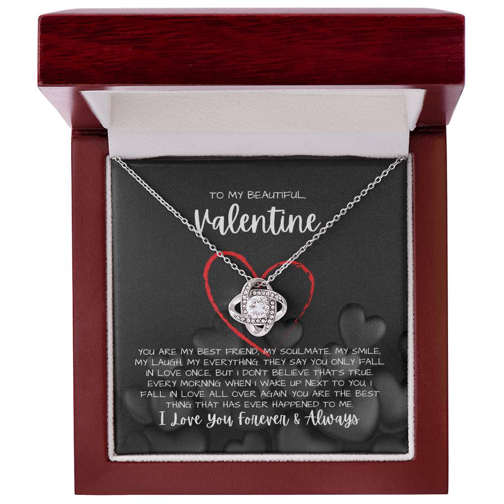 To My Beautiful Valentine Necklace - Love Knot Necklace Gift(Yellow and White Gold Variants)