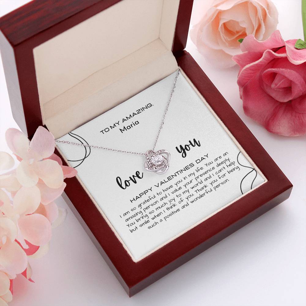 To My Amazing (Name) Necklace Gift - Love Knot Necklace (Yellow and White Gold Variants)
