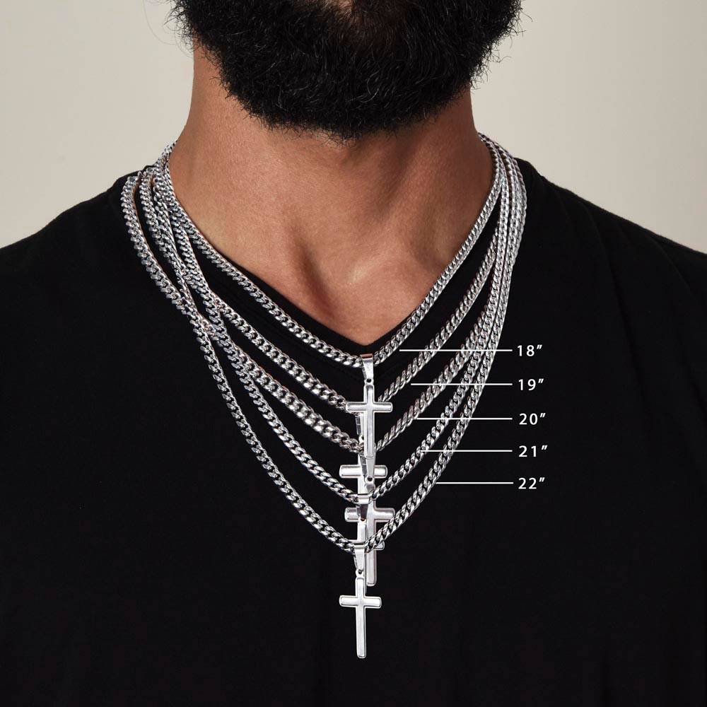 To My Dad from Son Gift | Cuban Chain with Artisan Cross Necklace