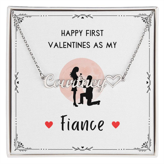 Valentines day necklace for Fiance - Heart Name Necklace