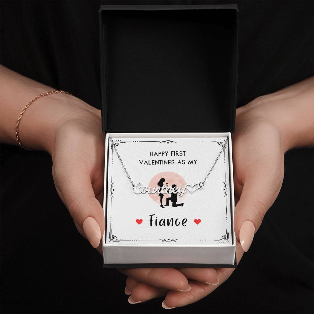 Valentines day necklace for Fiance - Heart Name Necklace