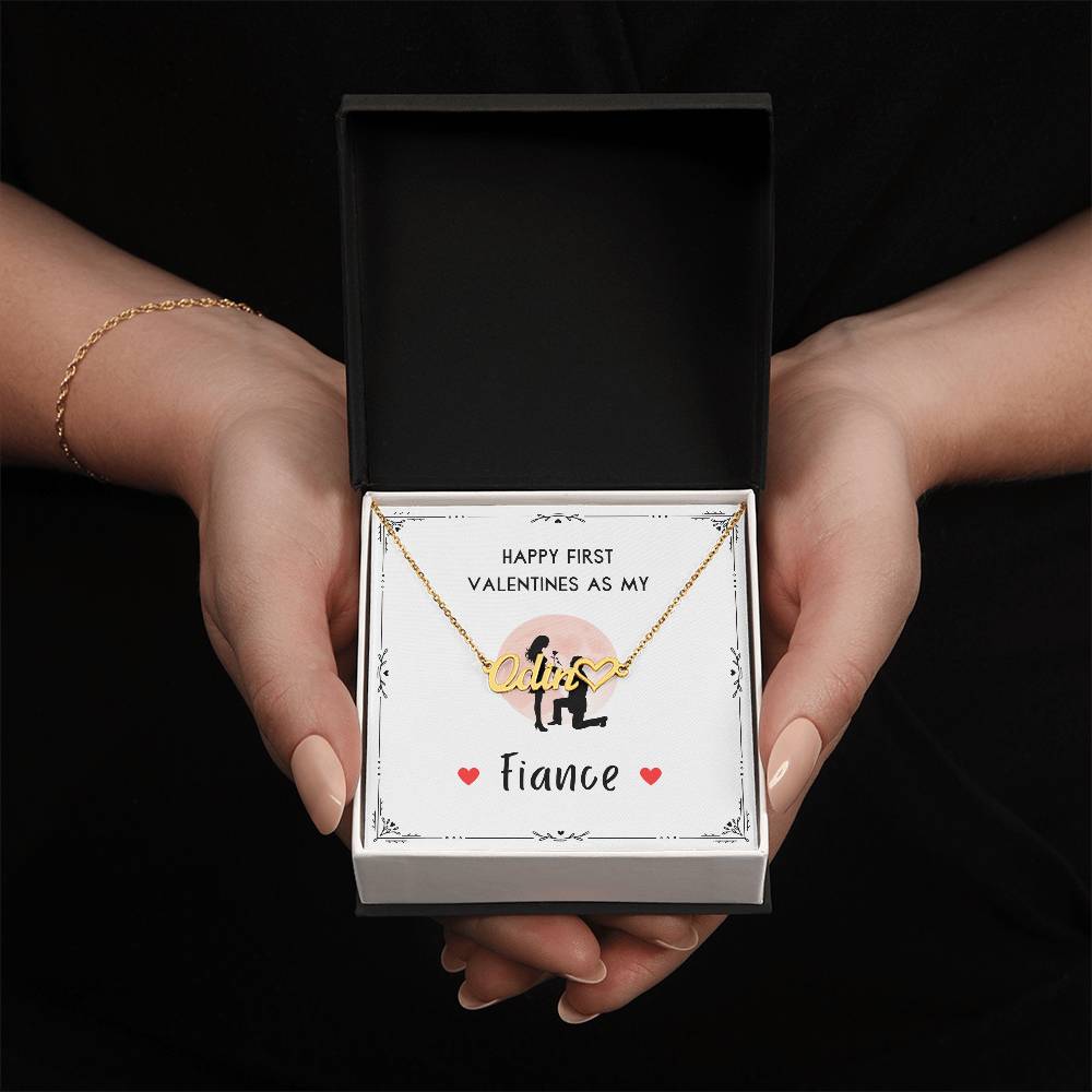 Valentines day necklace for Fiance - Heart Name Necklace
