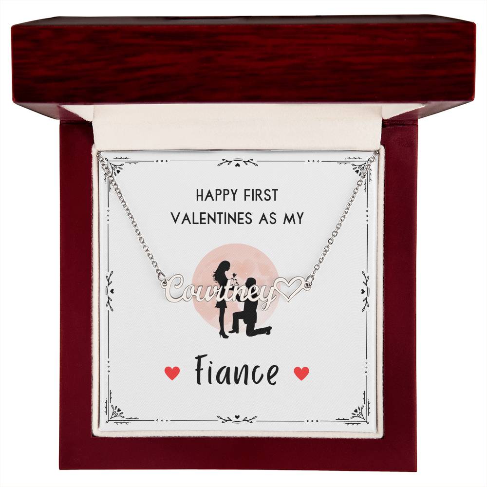 Valentines day necklace for Fiance - Heart Name Necklace