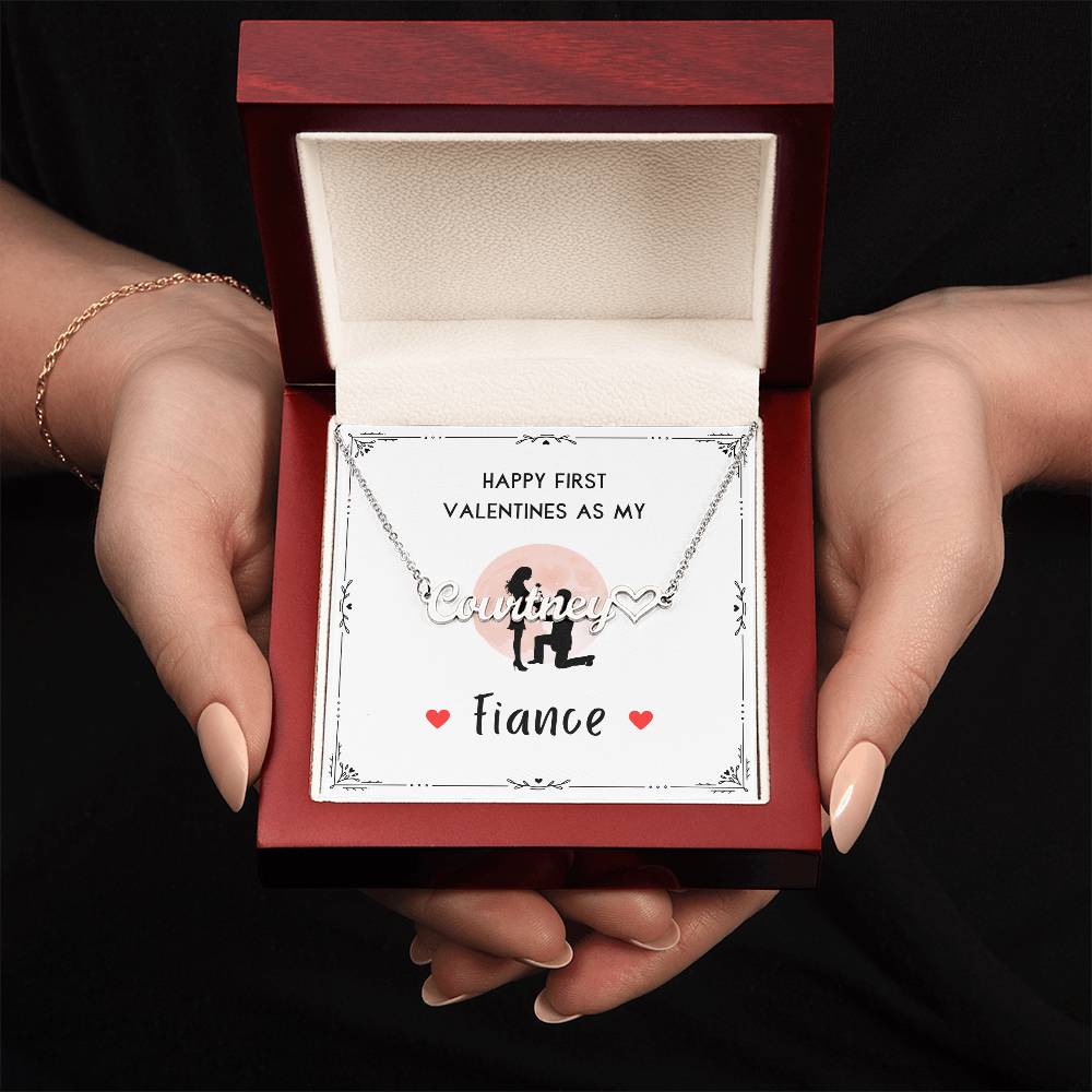 Valentines day necklace for Fiance - Heart Name Necklace