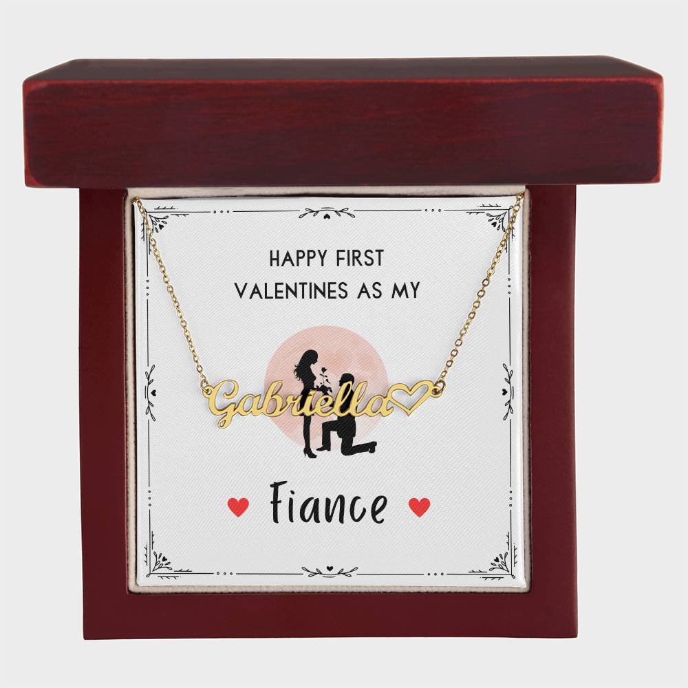 Valentines day necklace for Fiance - Heart Name Necklace