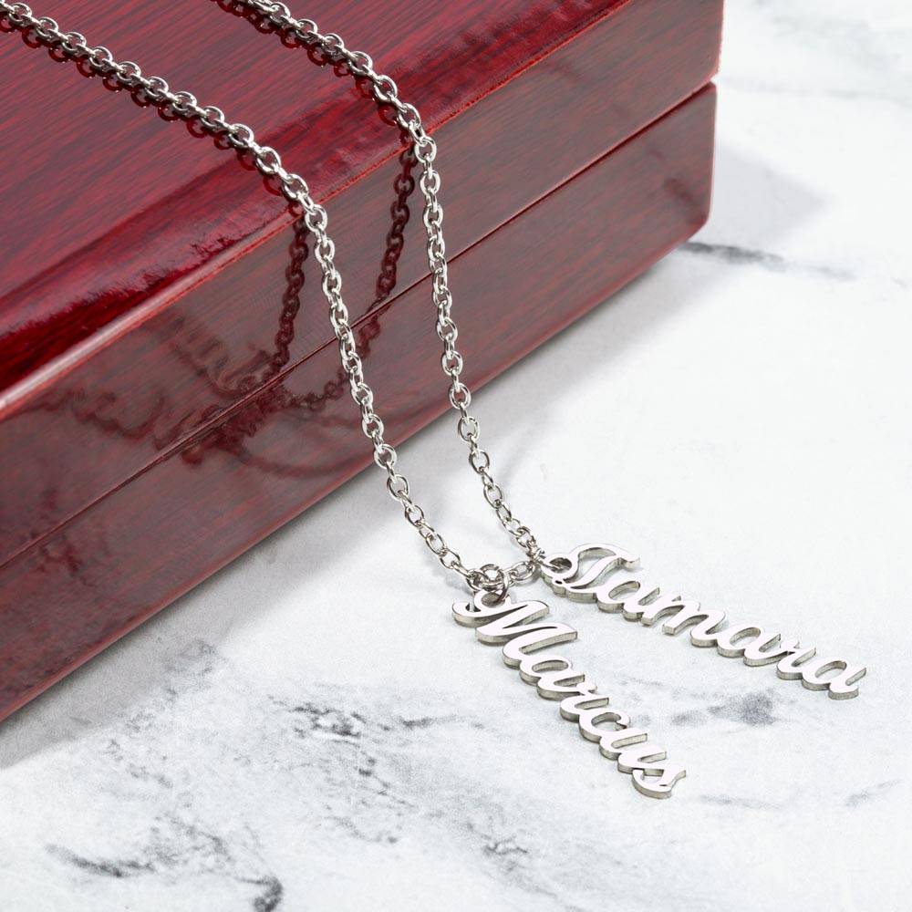 To Our Grandma Necklace gift from grandchildren  - Multi Vertical Name Necklace with a message card