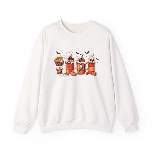 Halloween Coffee Late Sweatshirt, Sweatshirt for readers, Bookworm Sweatshirt, Halloween Sweatshirt, Heavy Blend™ Crewneck Sweatshirt